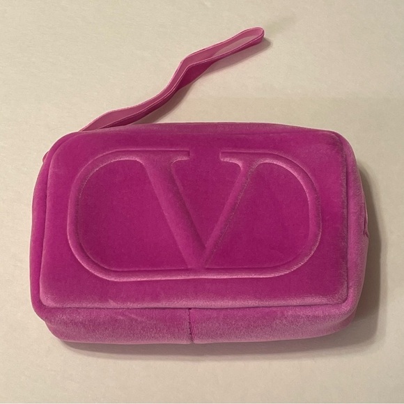 VALENTINO Small Petite Velvet Wrislet Pouch in Pink Pochette Rose - Picture 2 of 7